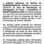 determinação judicial de reintegração de posse na MS-384, em Antônio João – Agência de Noticias do Governo de Mato Grosso do Sul